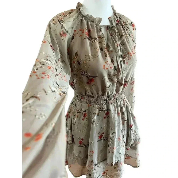 ALLEGRA K ruffled floral layered tiered chiffon smocked waist dress size xs - Picture 4 of 12